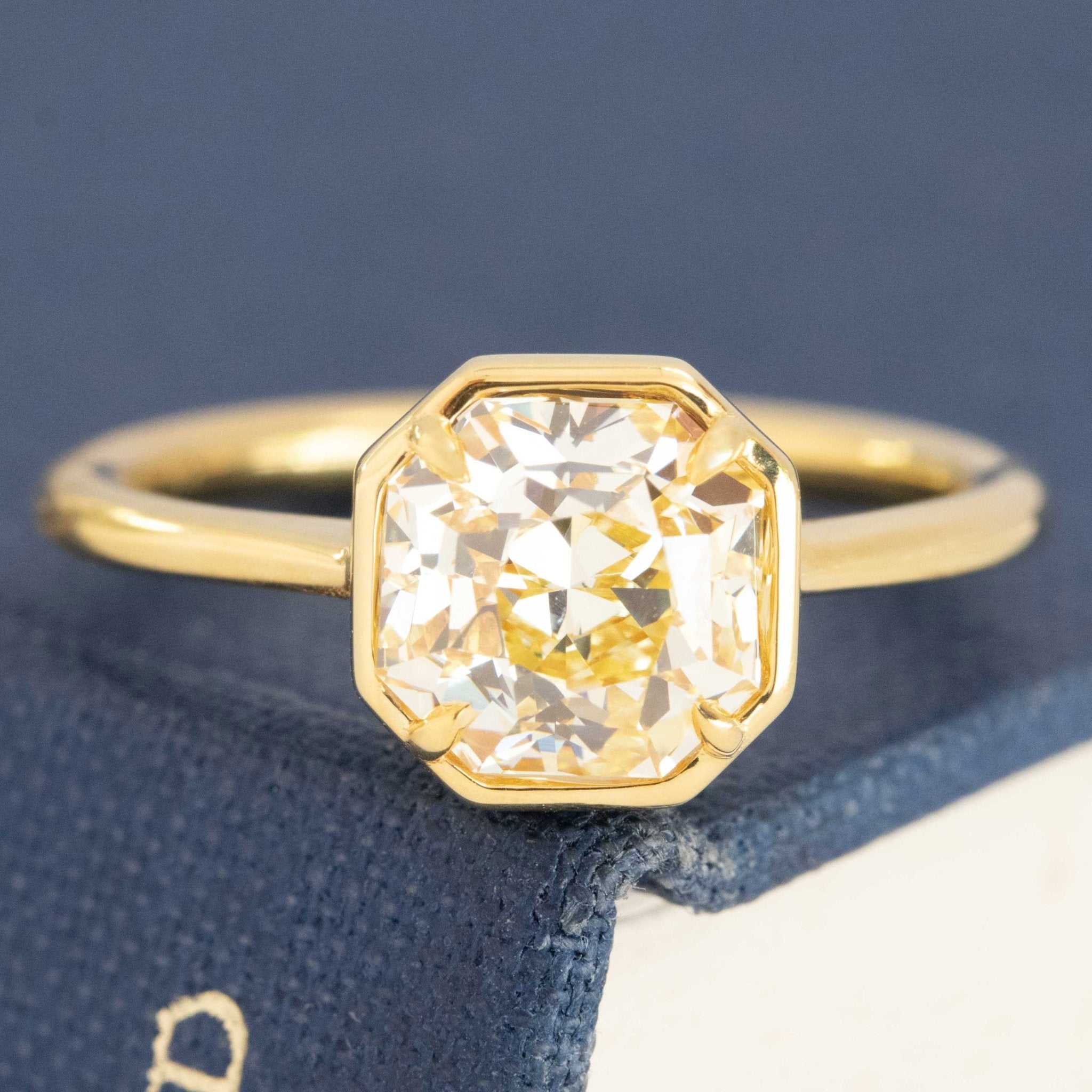 2.01ct Fancy Yellow Octagonal Cut Diamond Solitaire