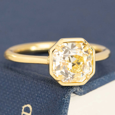 2.01ct Fancy Yellow Octagonal Cut Diamond Solitaire