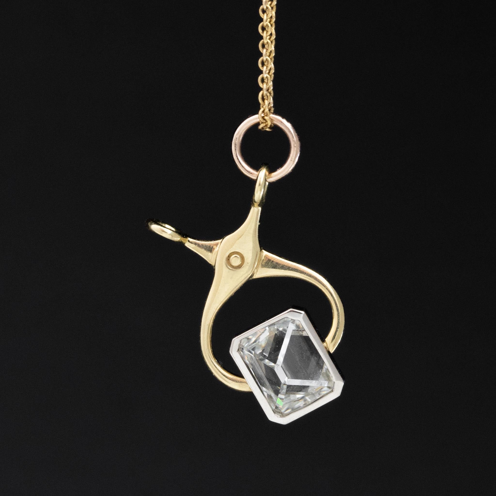 2.01ct Octahedron Diamond Ice Tong Pendant , GIA I SI1