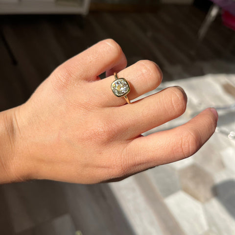2.01ct Old Mine Cut Diamond Bezel Solitaire, GIA U-V VS1
