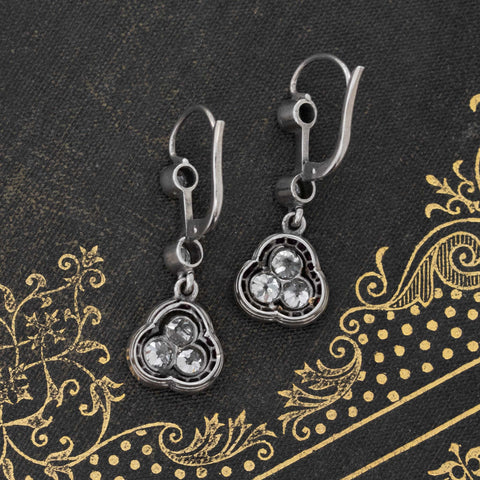 2.01ctw old cut diamond and ruby trefoil drop earrings in 14kt white gold – alternate view 6