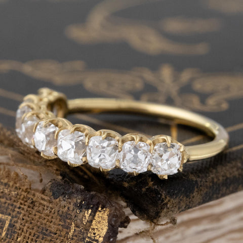 2.01ctw Old Mine Cut Diamond 9-Stone Half-Hoop Band