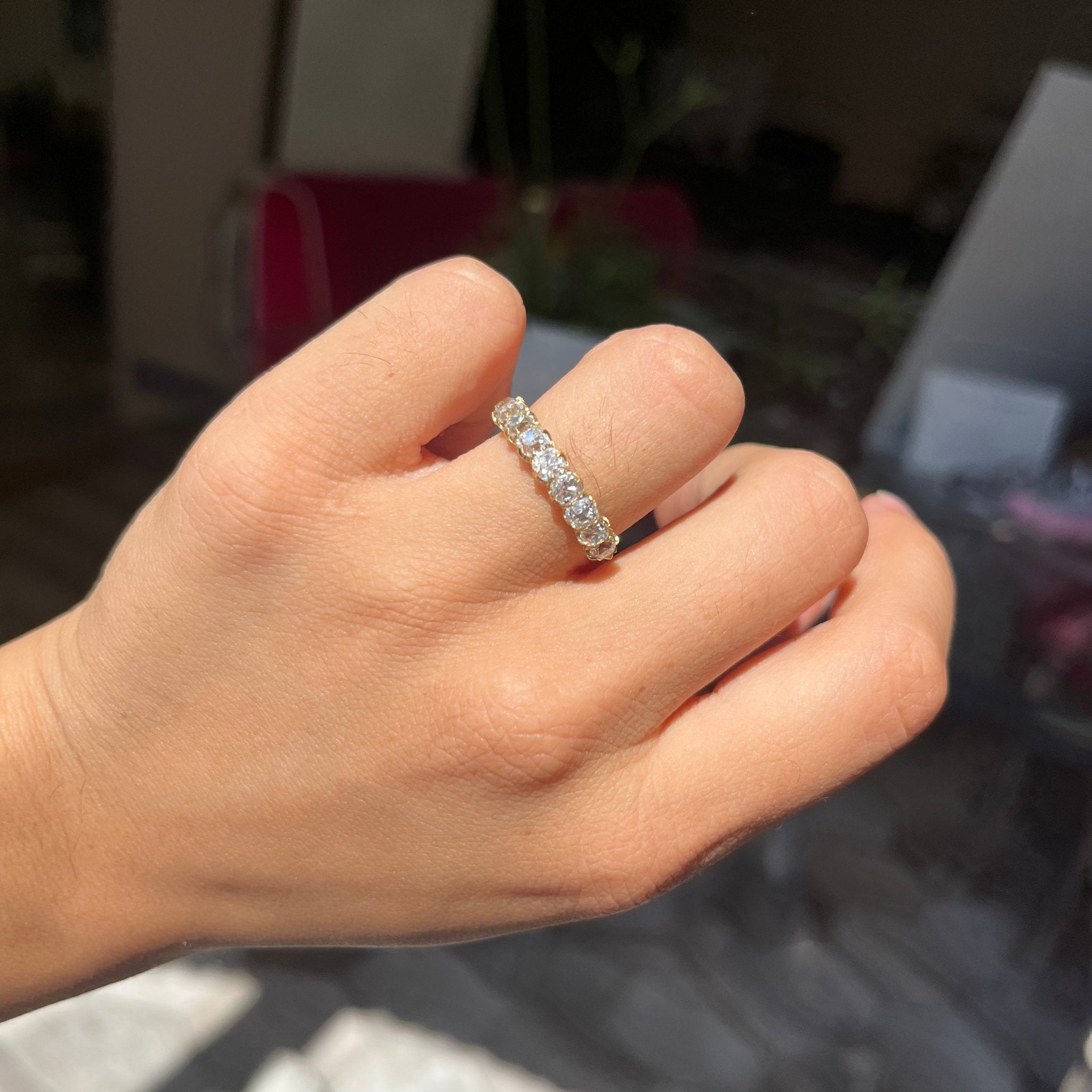2.01ctw Old Mine Cut Diamond 9-Stone Half-Hoop Band