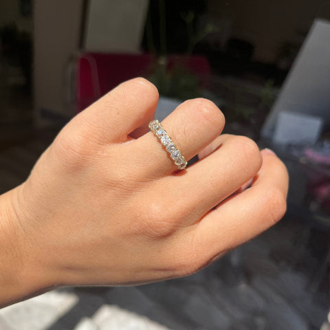 2.01ctw Old Mine Cut Diamond 9-Stone Half-Hoop Band