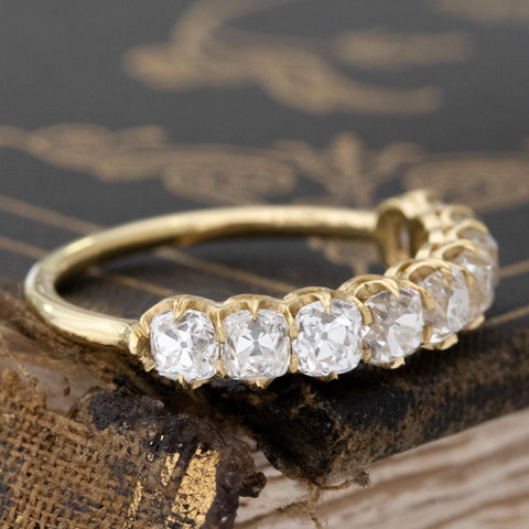 2.01ctw Old Mine Cut Diamond 9-Stone Half-Hoop Band