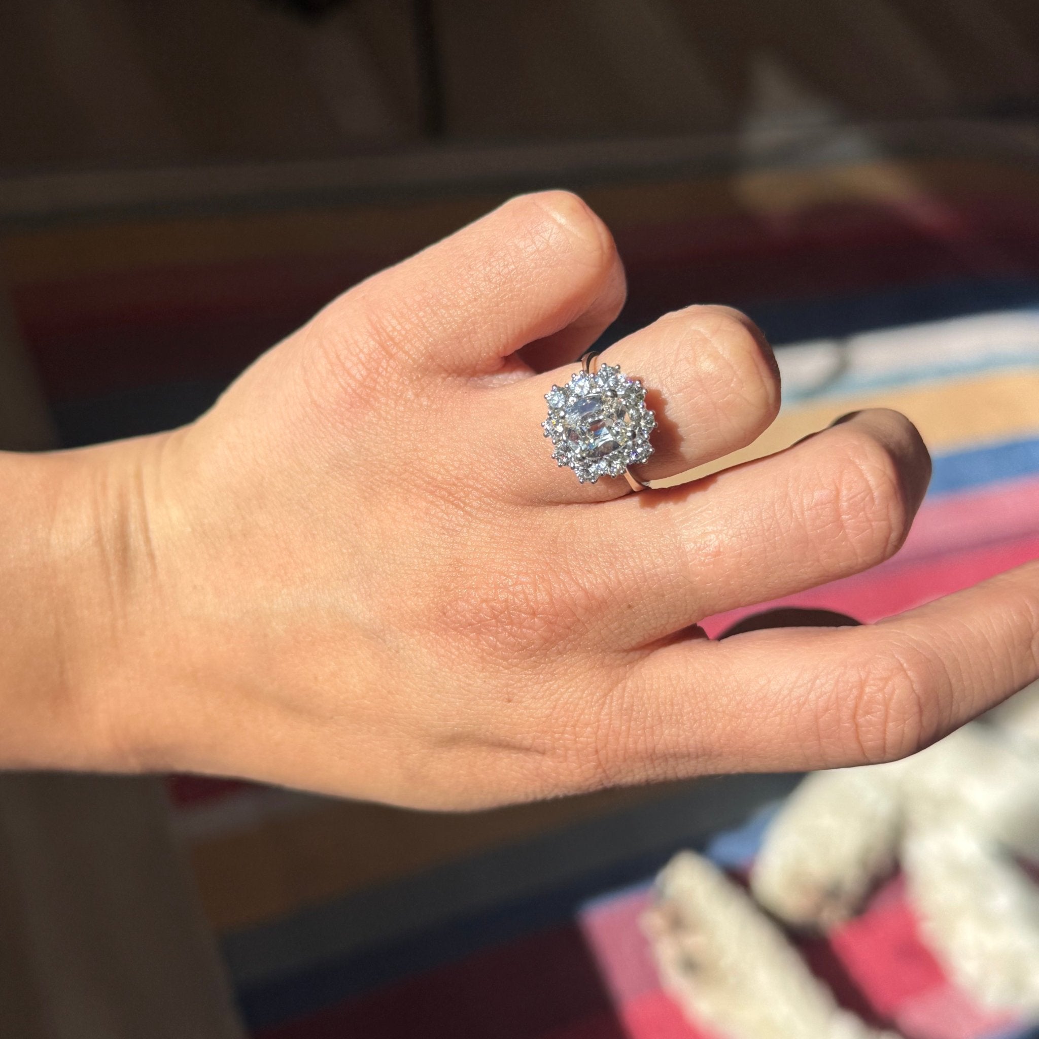 2.02ct Cushion Cut Diamond Cluster Ring, GIA L SI1