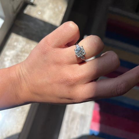 GIA certified old European cut diamond solitary ring platinum close-up
