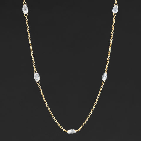 2.02ctw Briolette Cut Diamond Station Necklace