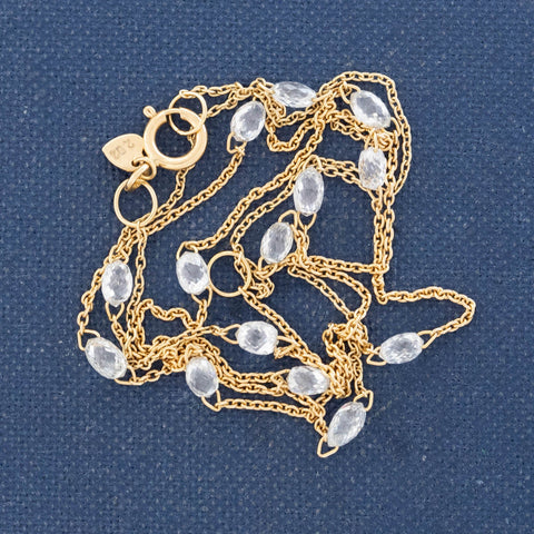 2.02ctw Briolette Cut Diamond Station Necklace