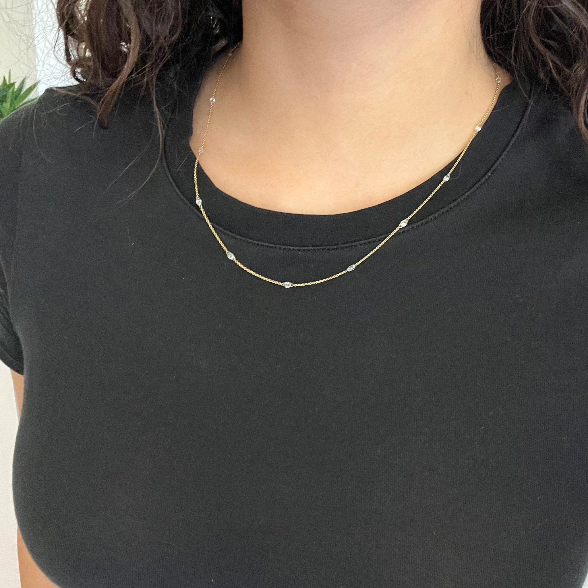 2.02ctw Briolette Diamond Station Necklace