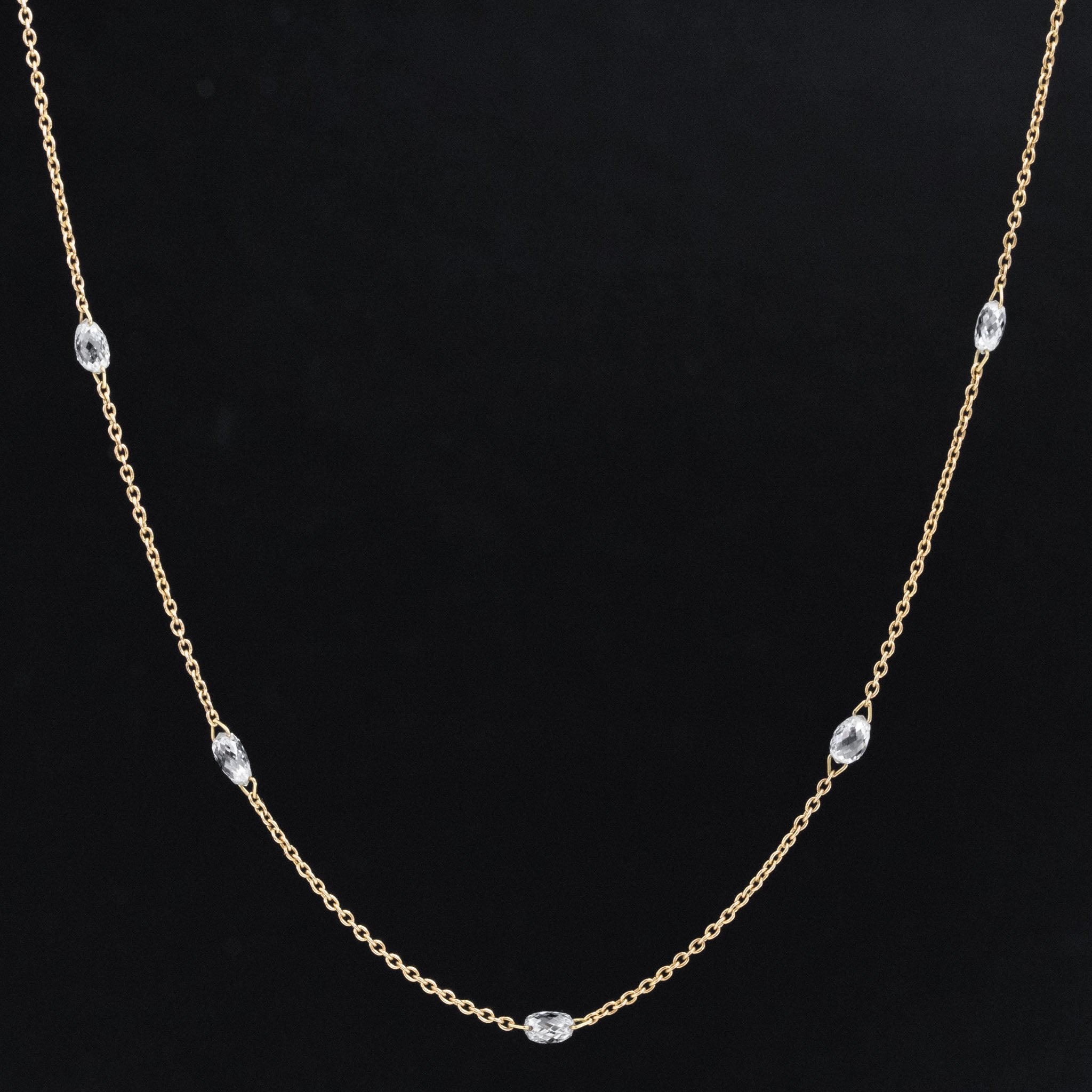 2.02ctw Briolette Diamond Station Necklace