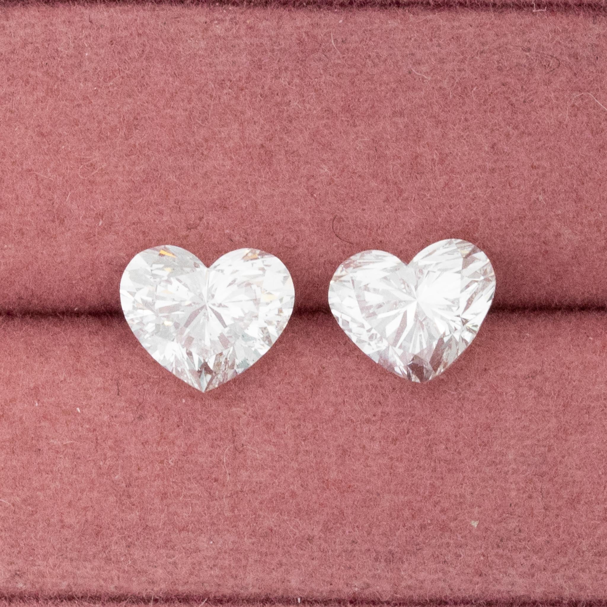 2.02ctw Heart Cut Diamond Matched Pair, GIA F VS