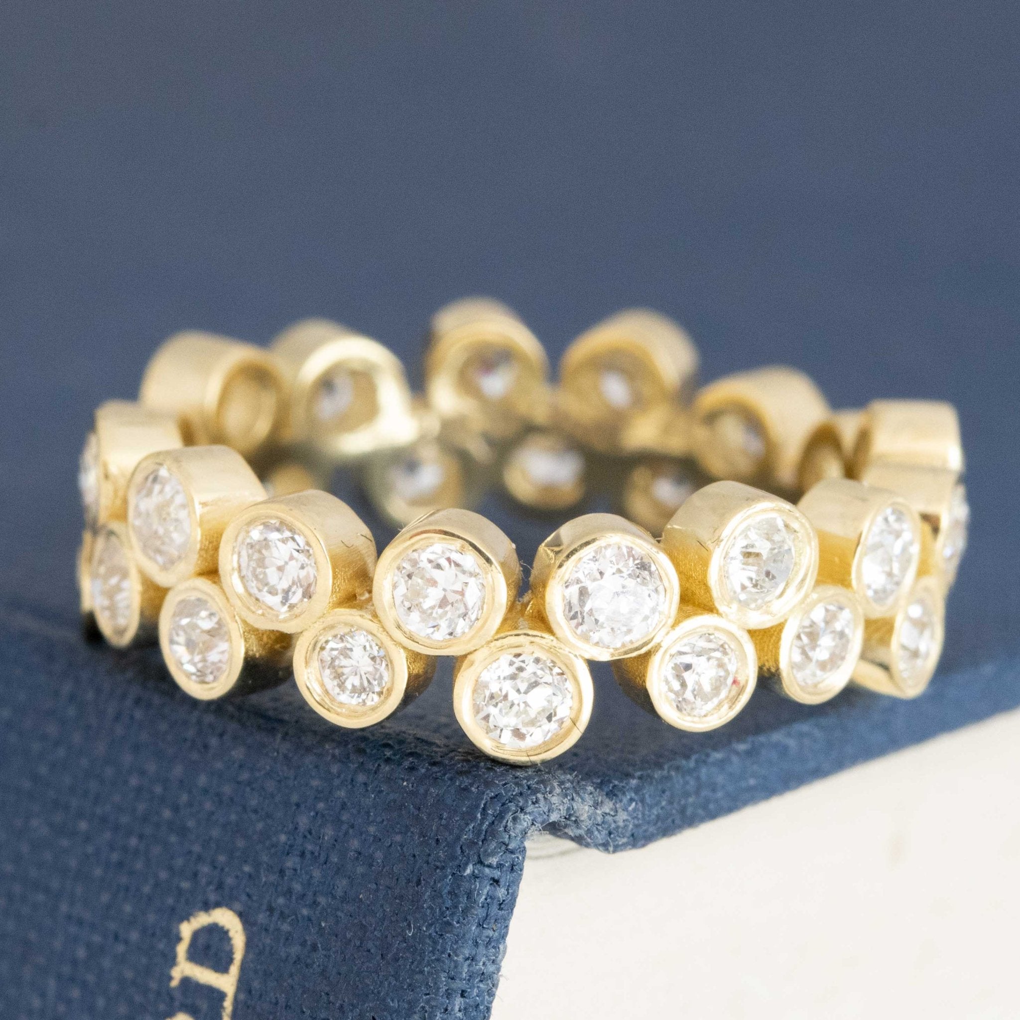 2.02ctw Old European Cut Diamond Double Bubble Eternity Band