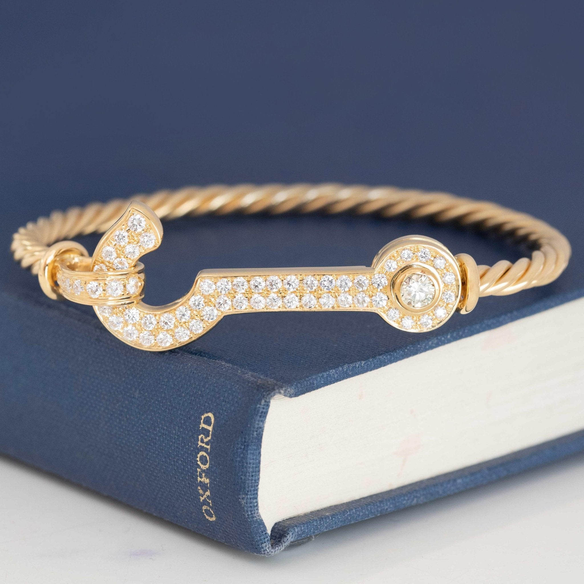2.02ctw Vintage Diamond Hook Bangle, by Fujii