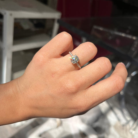 2.03ct August Vintage Cushion Cut Diamond Ring AGS