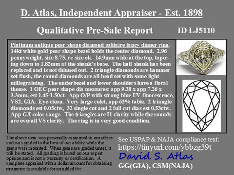 2.03ctw Antique Pear Cut Diamond Cluster Ring