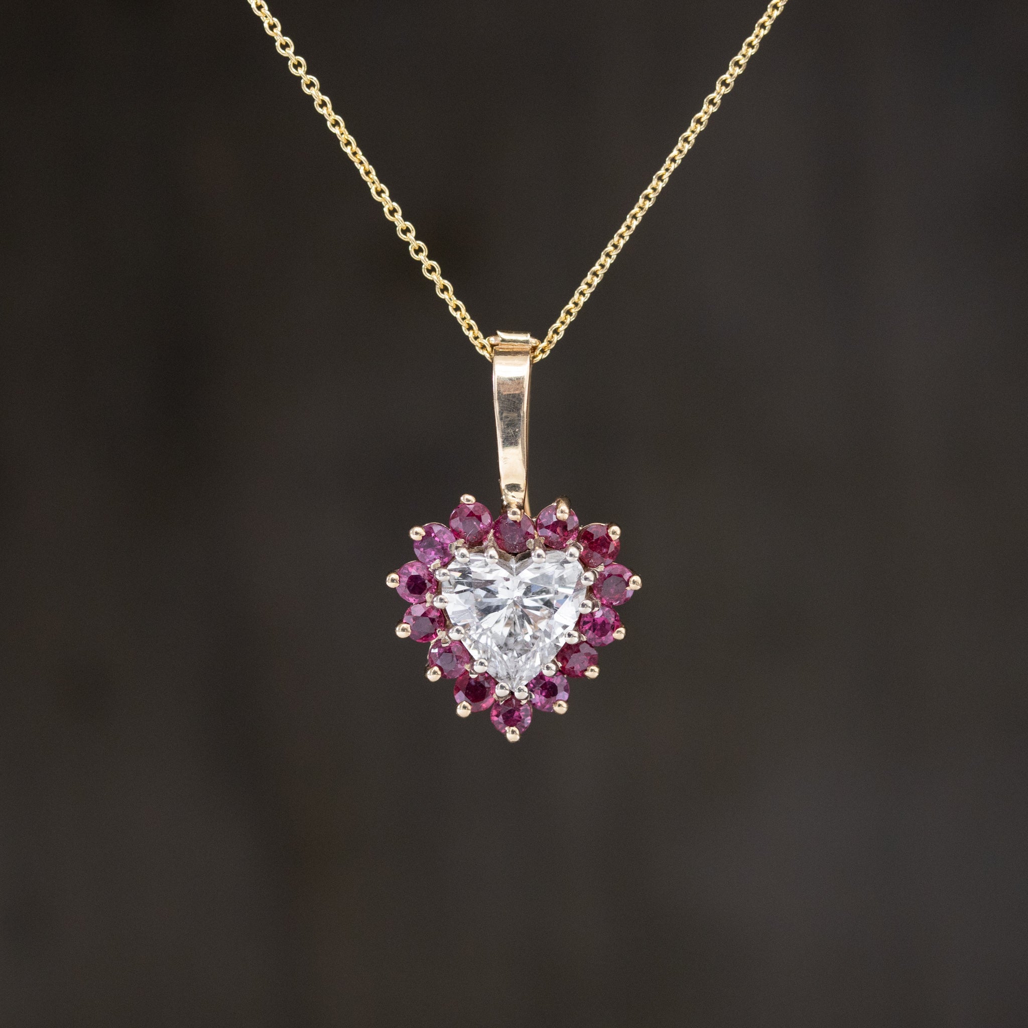 2.03ctw Diamond & Ruby Heart Pendant