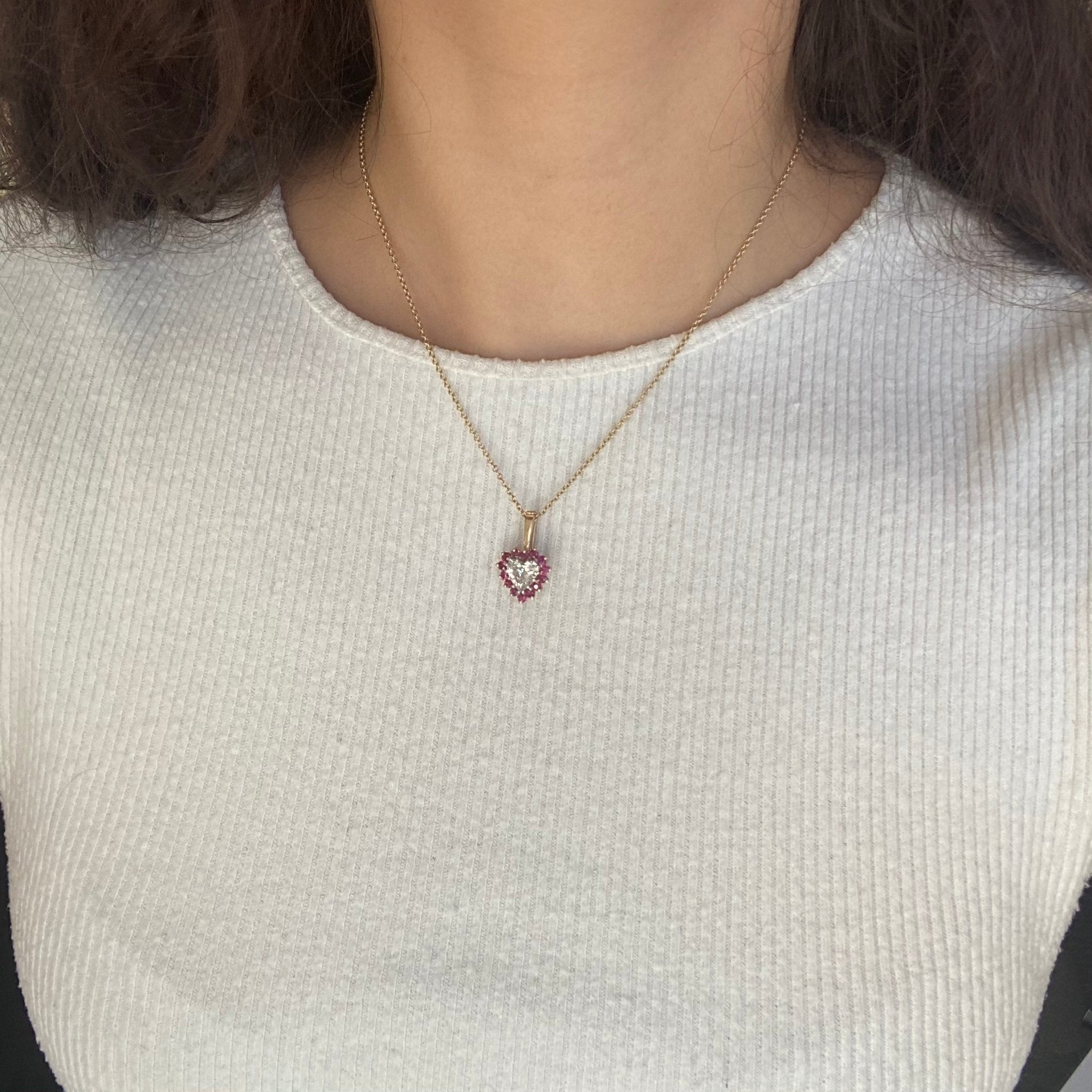 2.03ctw Diamond & Ruby Heart Pendant