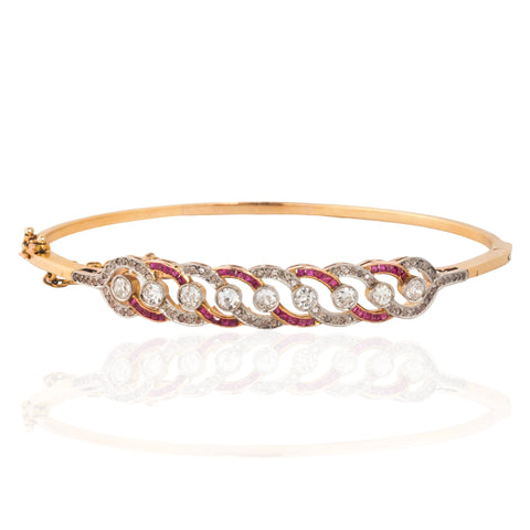 2.03ctw Edwardian Diamond & Ruby Bangle