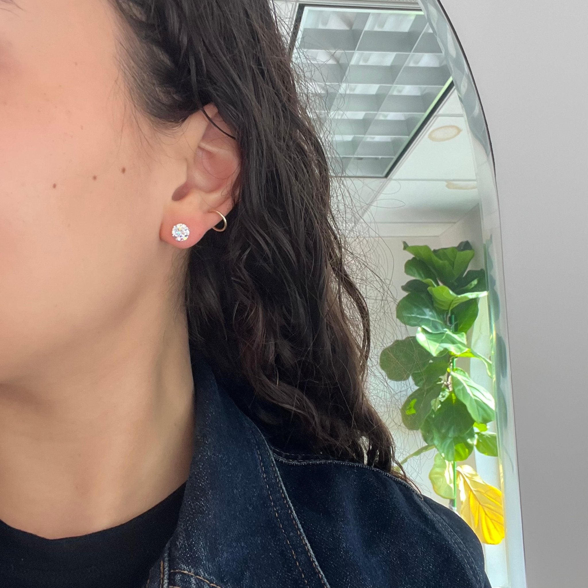 2.03ctw Round Brilliant Cut Diamond Stud Earrings