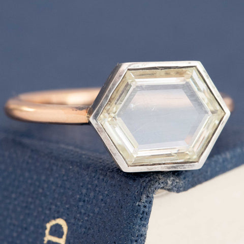 2.04ct Hexagonal Portrait Cut Diamond Bezel Solitaire
