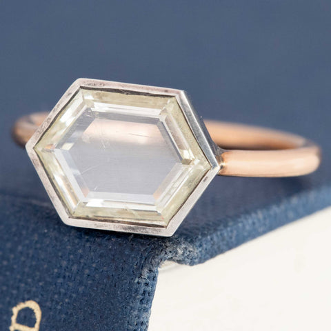 2.04ct Hexagonal Portrait Cut Diamond Bezel Solitaire