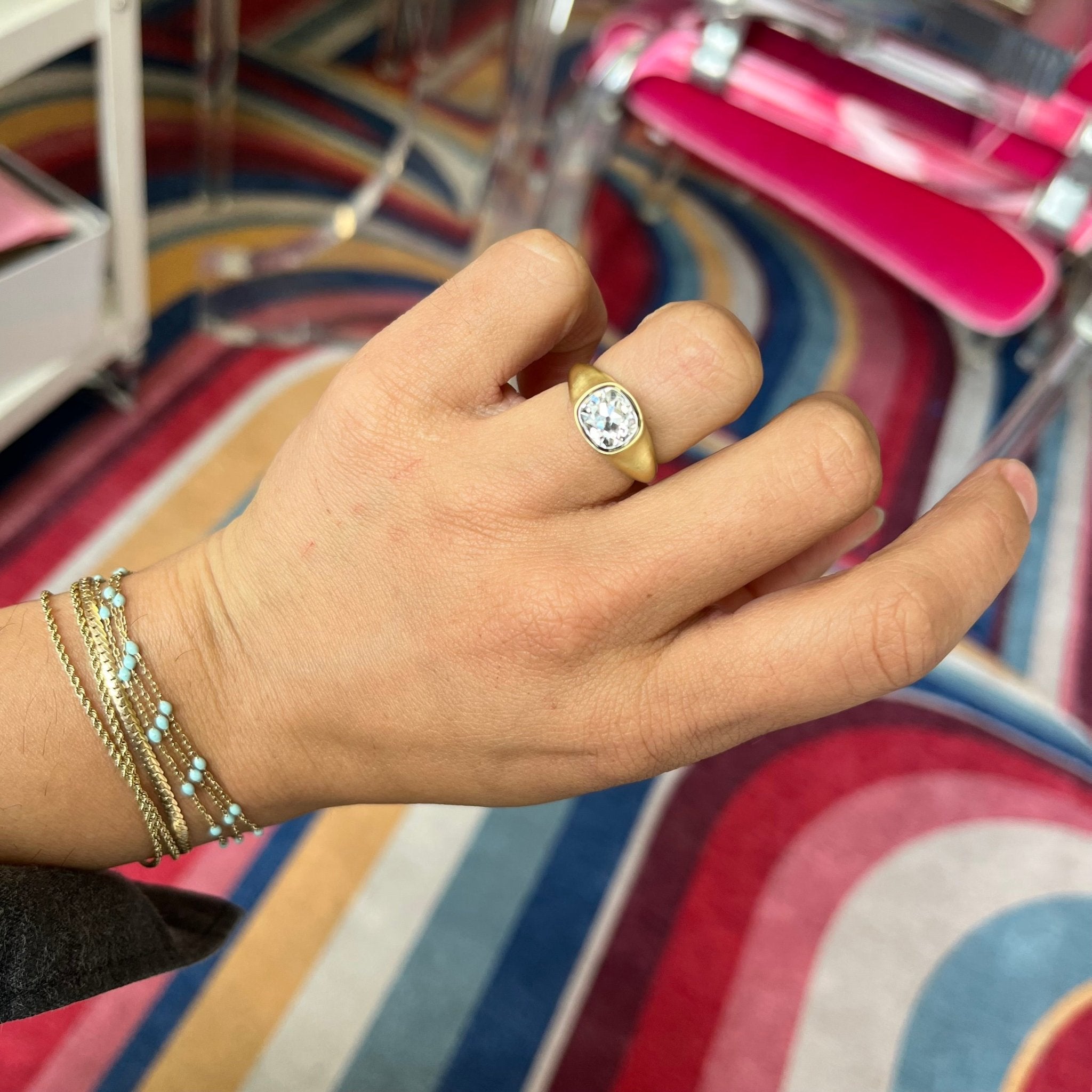 2.04ct Old Mine Cut Diamond Bezel Solitaire