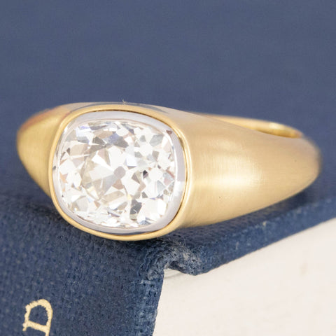 2.04ct Old Mine Cut Diamond Bezel Solitaire