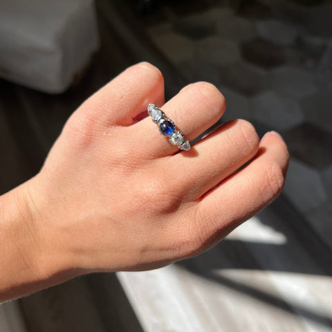 2.04ctw Vintage Diamond & Sapphire 5-Stone Ring