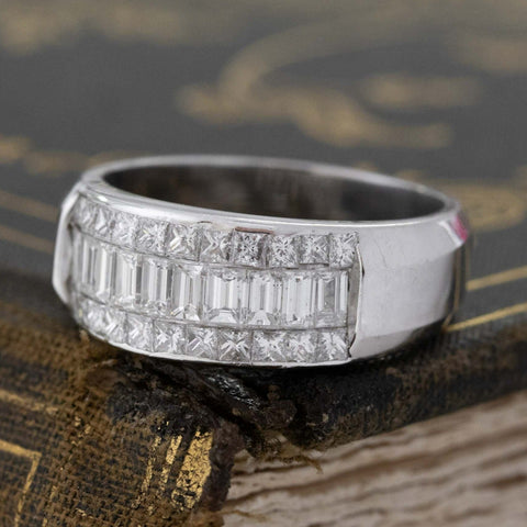 2.05ctw Baguette & Princess Cut Triple Row Diamond Band