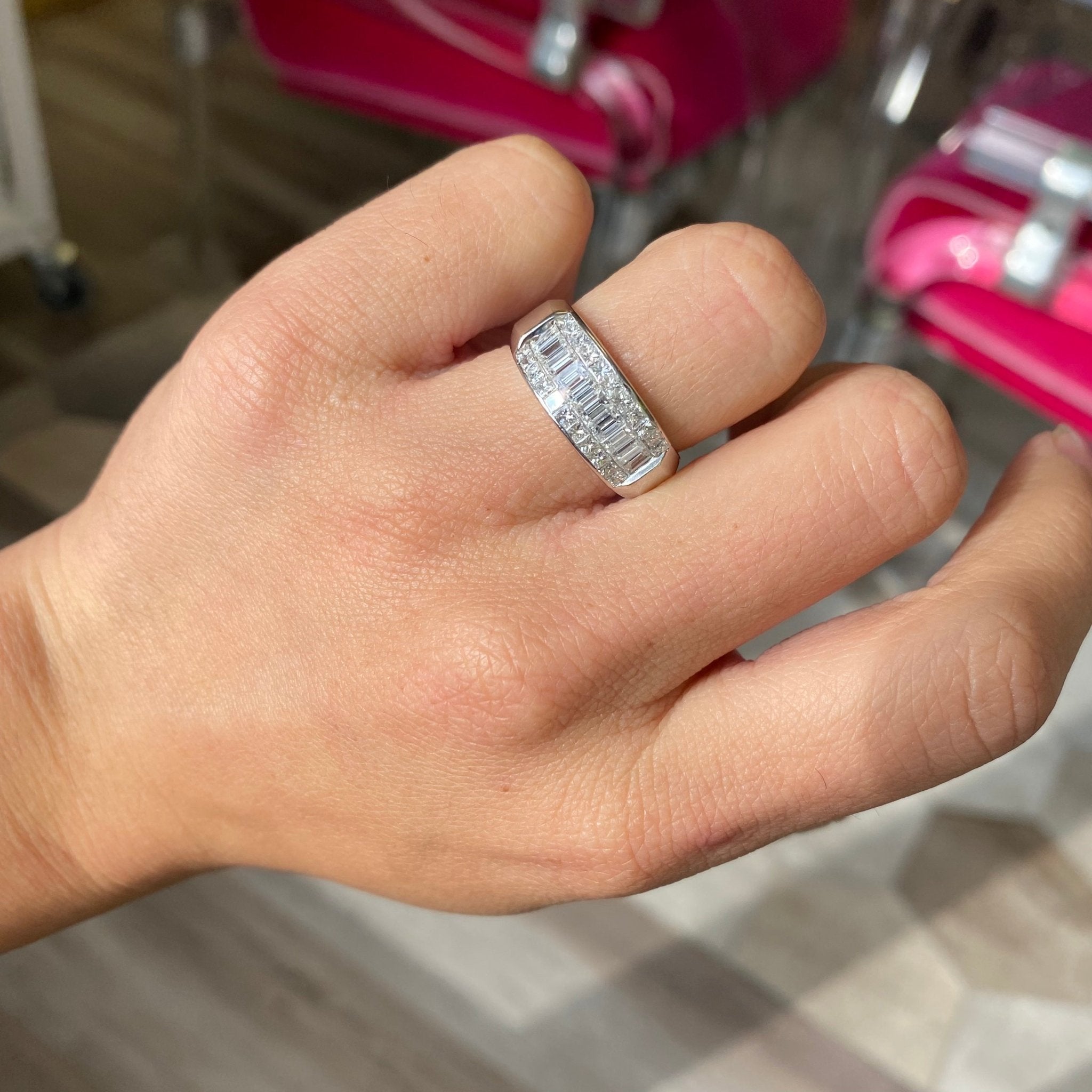 2.05ctw Baguette & Princess Cut Triple Row Diamond Band