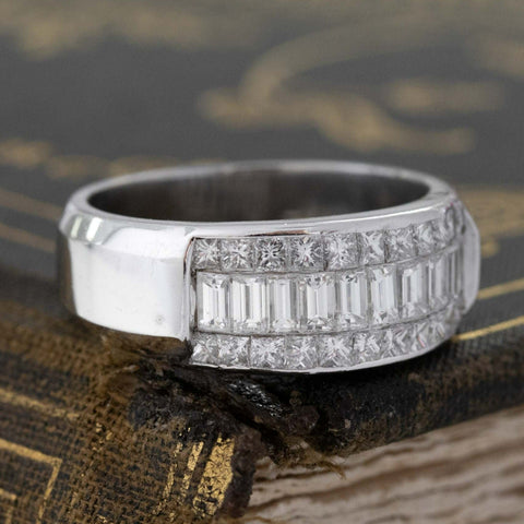 2.05ctw Baguette & Princess Cut Triple Row Diamond Band