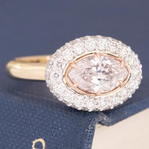2.05ctw Faint Pink Marquise Cut Diamond Halo Ring