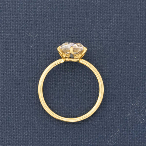 2.06ct GIA E SI1 old mine cut cushion diamond six claw prong solitaire, 18K yellow gold – alternate view 5