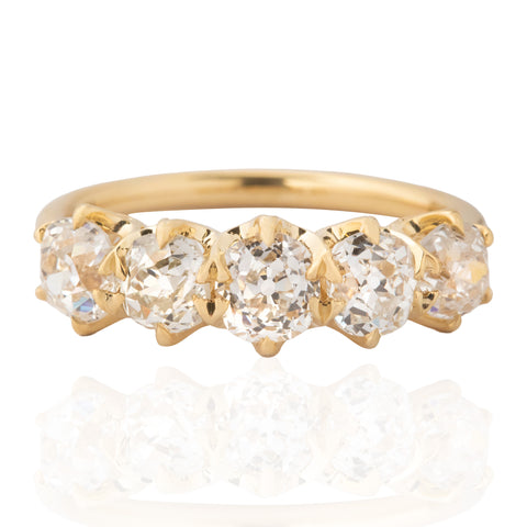 2.06ctw Old Mine Cut Diamond 5-Stone Band