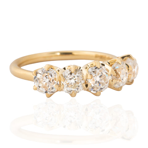 2.06ctw Old Mine Cut Diamond 5-Stone Band