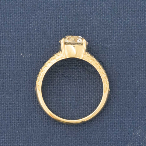 2.07ct Old European Cut Diamond Engraved Solitaire