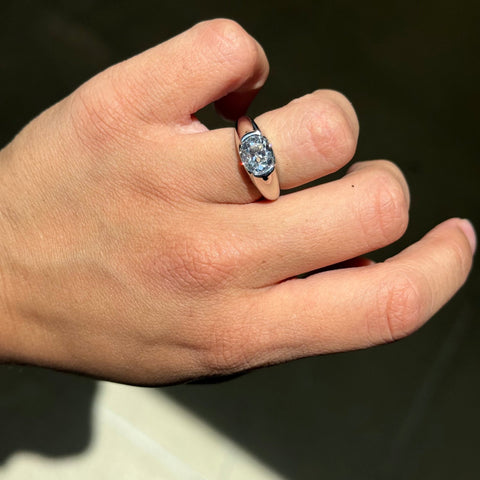 2.07ct Old Mine Cut Diamond Half-Bezel Solitaire, GIA