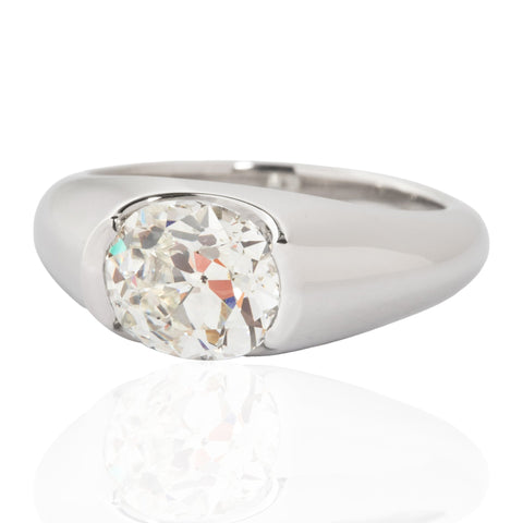 2.07ct Old Mine Cut Diamond Half-Bezel Solitaire, GIA