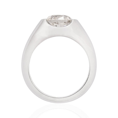 2.07ct Old Mine Cut Diamond Half-Bezel Solitaire, GIA