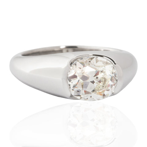 2.07ct Old Mine Cut Diamond Half-Bezel Solitaire, GIA