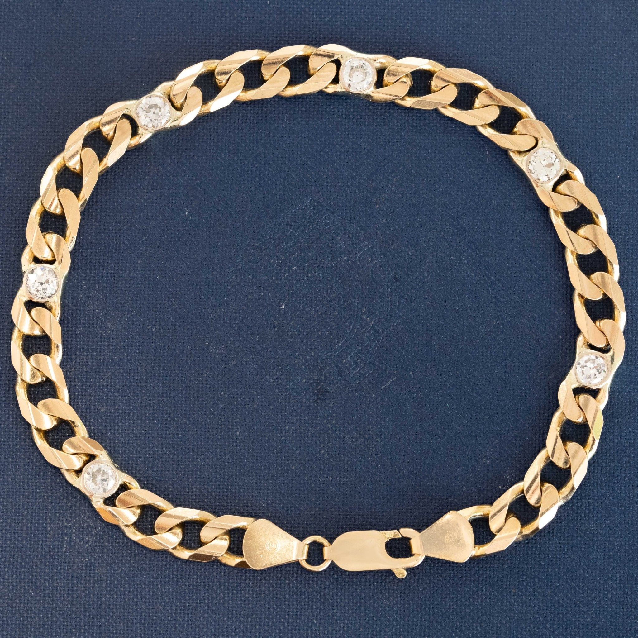 2.07ctw Old European Cut Diamond Curb Link Bracelet