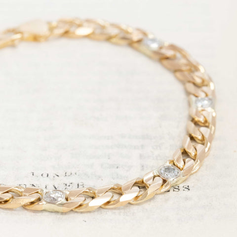 2.07ctw Old European Cut Diamond Curb Link Bracelet