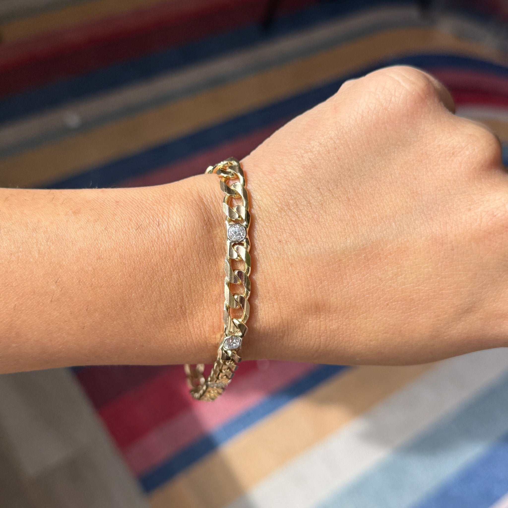 2.07ctw Old European Cut Diamond Curb Link Bracelet