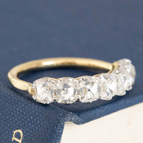 2.07ctw Old Mine Cut Diamond 7-Stone Half-Hoop Band