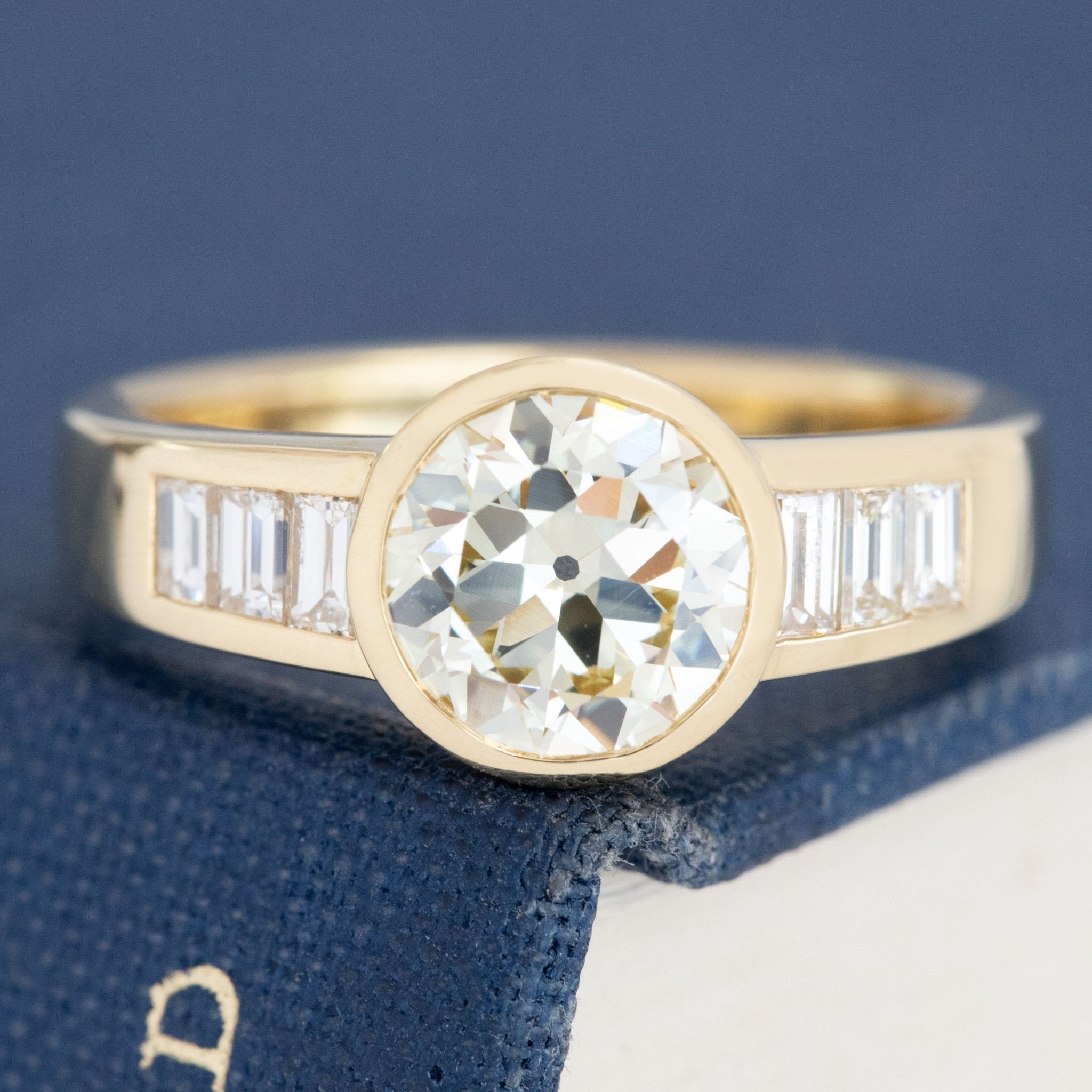 2.08ctw Old European Cut Diamond & Baguette Ring, GIA