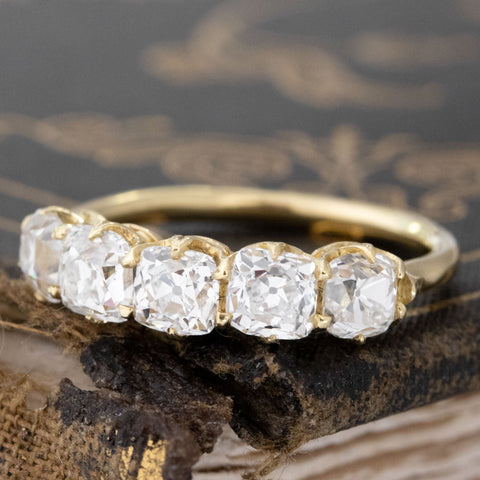 2.08ctw Old Mine Cut Diamond 5-Stone Band