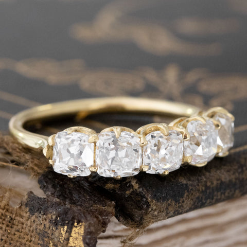 2.08ctw Old Mine Cut Diamond 5-Stone Band