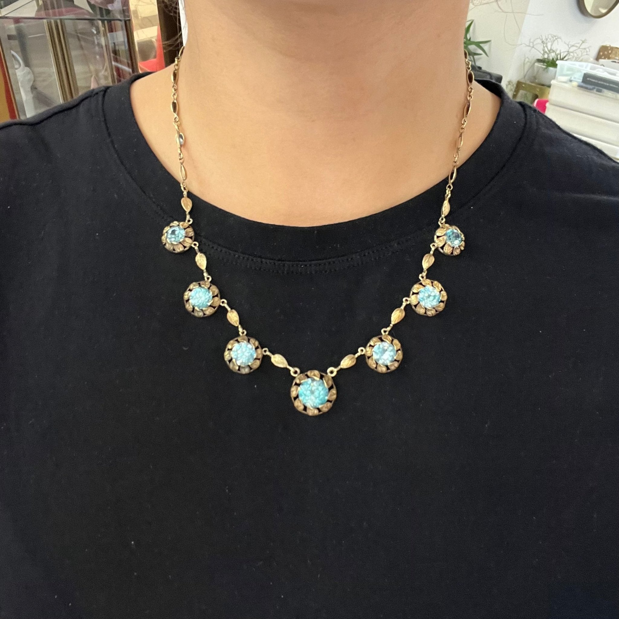 20ctw Antique Floral Motif Zircon Necklace