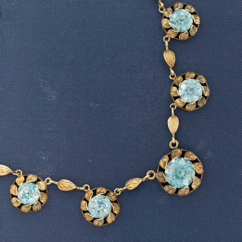 20ctw Antique Floral Motif Zircon Necklace
